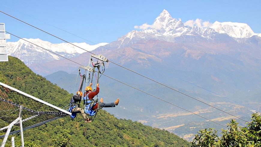 ziplining in sarankot ,Pokhara Nepal